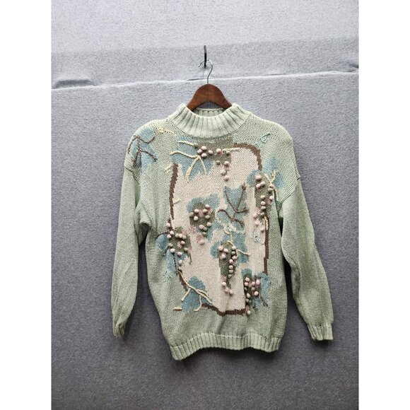 VTG Margules Womens Medium Ramie & Cotton Floral Knit Sweater - Picture 1 of 5